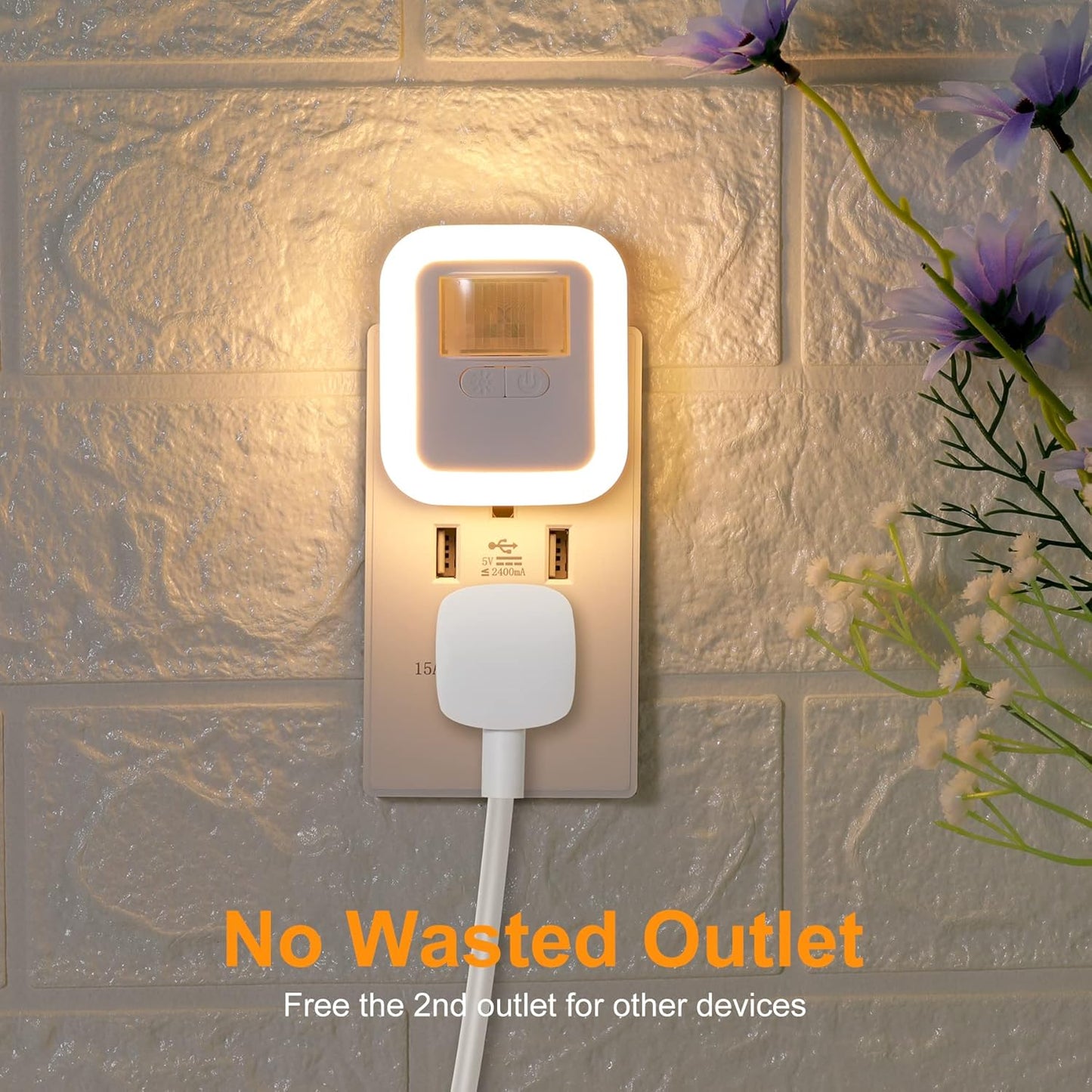 Yelko Night Light Plug In, 200LM Super Bright Nightlihts Plugin, Dimmable LED Night Light with 10 Brightness Levels Adjustable, Soft Warm White Motion Sensor Lights for Corridor, Stair, Gargae,hallway