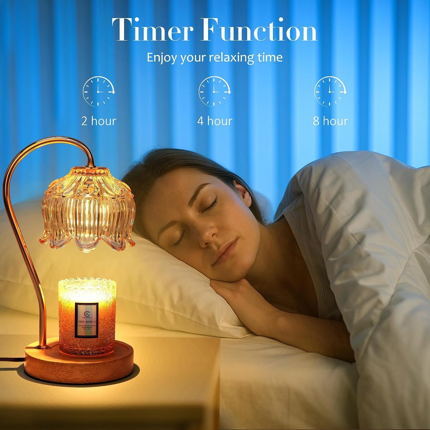 Flower Candle Warmer Lamp with Timer & Dimmer - Fits All Jar Scented Candles - Christmas & Mother's Day Gift for Women，Mom，Her