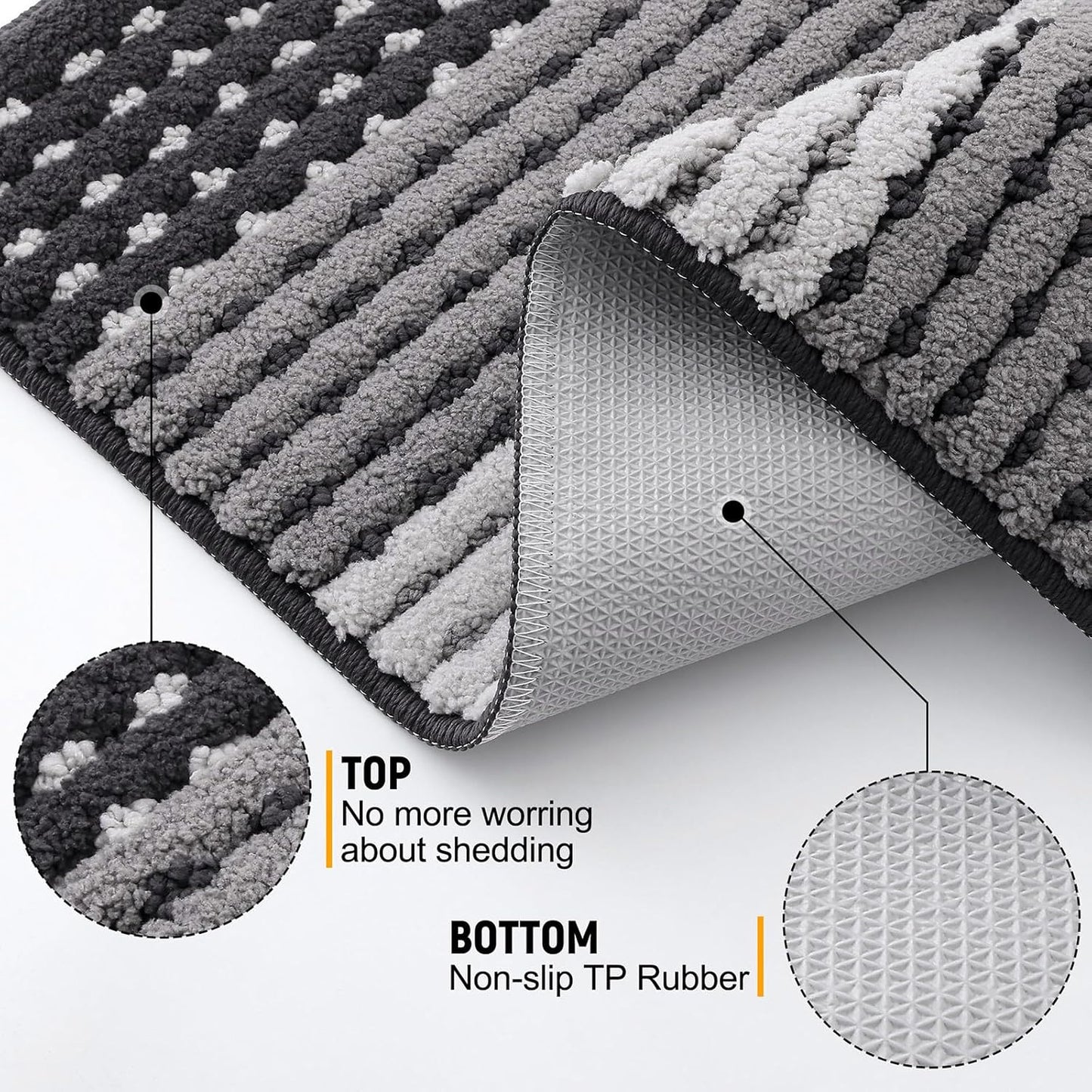 Kitinjoy Indoor Outdoor Door Mat, 32x20 Non-Slip Absorbent Dirt Trapper, Low-Profile Washable Inside Entrance Front Floor Mat, Sturdy Soft Entry Doormats for Entryway, Grey
