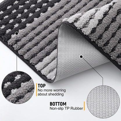 Kitinjoy Indoor Outdoor Door Mat, 32x20 Non-Slip Absorbent Dirt Trapper, Low-Profile Washable Inside Entrance Front Floor Mat, Sturdy Soft Entry Doormats for Entryway, Grey