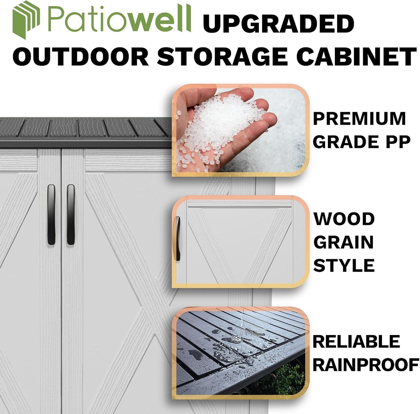 Patiowell 26 Cu.ft Outdoor Storage Cabinet with Lockable Door, Waterproof Horizontal Storage Shed for Tools and Patio Furniture, All-Weather Resin Shed Easy Assemble for Pool or Backyards, Brown
