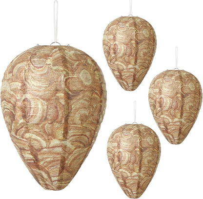 4 Pack Wasp Nest Decoy Hanging Wasp Nest Stay Away from Wasps Hornets Yellow Jackets