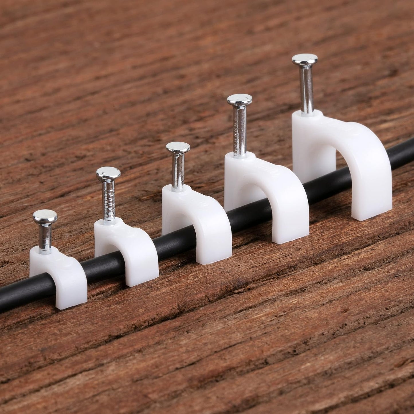 Bates- Cable Clips with Steel Nails, 200 pcs, White, Large, 2-Nail Cord Clips for Wires on Wall, Cable Wall Clip, Wire Wall Clips, Cable Wire Clips, Coaxial Cable Clips, Cord Wall Clip