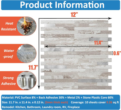DICOFUN 10-Sheet Peel and Stick Backsplash Wall Tile, PVC Kitchen Backsplash Peel and Stick in Sandstone, 9.4 sq.ft