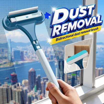 3-in-1 Screen Cleaning Brush with Squeegee - Window Mesh Cleaner & Pet Hair Remover for Couch, Multi-Use Crevice Tool for Patio and Porch Screens (Cyan Blue)