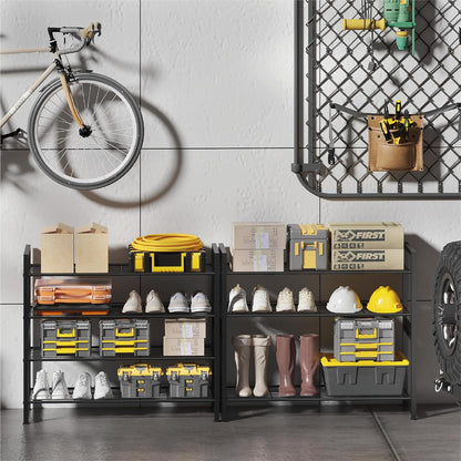 Stackable Shoe Rack, 6 Tier Metal Shoes Rack Storage Organizer,Large Capacity Shoe Shelf Max Holds 30 Pairs of Shoes,Sturdy and Stable, for Closet, Entryway,Garage，Black
