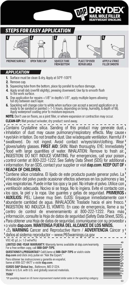 DAP DryDex Dry Time Indicator Spackling, Pink/White, 1 oz (7079800944)