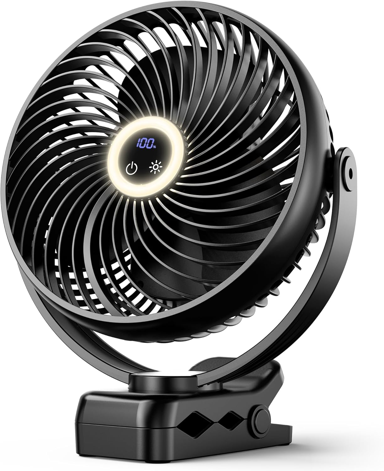 Koonie 8" Clip on Fan, 10000mAh Rechargeable Battery, Strong Airflow | 4 Speeds, Sturdy Clamp, Ideal Portable USB Desk Fan for Office, Golf Cart, Camping, Travel, Tent, Outdoor, Treadmill & Gym