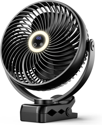 Koonie 8" Clip on Fan, 10000mAh Rechargeable Battery, Strong Airflow | 4 Speeds, Sturdy Clamp, Ideal Portable USB Desk Fan for Office, Golf Cart, Camping, Travel, Tent, Outdoor, Treadmill & Gym