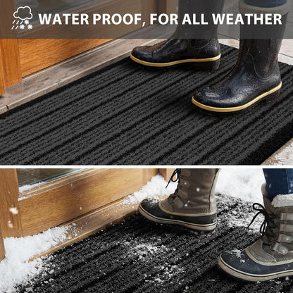 Outdoor Front Door Mat 32" x 48", Dirt Trapping Outside Entrance Rug, Non Slip Shoe Scraper, Heavy Duty Commercial Rug for Patio, Garage, Traffic Area, Office, Roll Packing