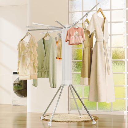 JOOM Tripod Clothes Drying Rack, Garment Rack Portable and Foldable Space Saving Laundry Drying Rack - Drying Rack Clothing Floor Folding Balcony Bedroom Household Wooden