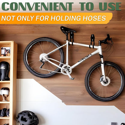 Garden Hose Hook for Outside with Heavy-Duty Steel Construction - Anti-Slip Coating, Holds Up to 66 lbs of Hoses, Cords, and Tools - Hose Hanger Wall Mount for Yard, Garage, Pool Deck, or Fence Post