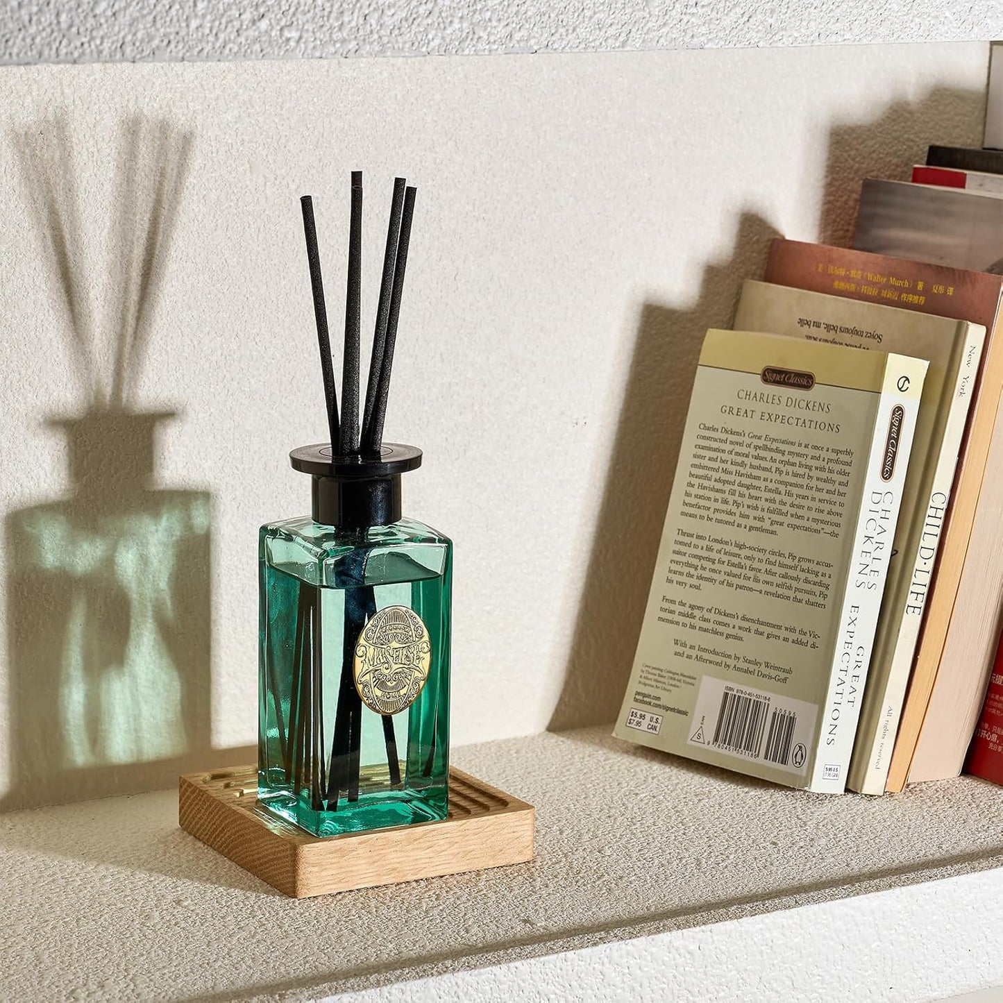 M&SENSE 6.3 oz Large Reed Diffuser Set | Lime+Basil Scent Oil Diffuser with Sticks | Hotel Collection Non-Toxic Home Fragrance |for Bedroom Bathroom Living Room - Colors B