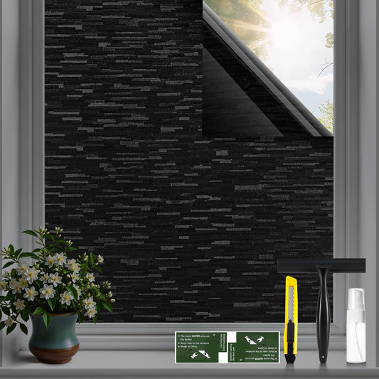 GTJ Frosted Window Privacy Film, Static Cling No Glue Removable Reusable, UV Blocking Glare & Heat Reduction, for Bathroom Glass Door Home Office, 17.5" x 78.7"in