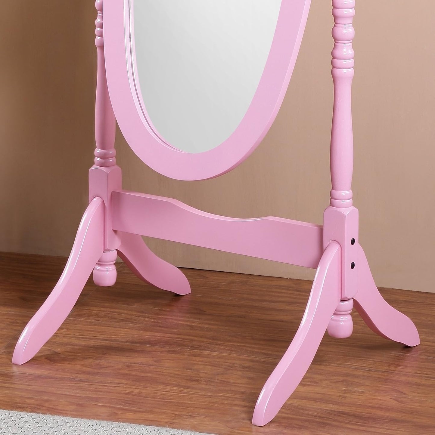 Full Length Mirror with Stand - Traditional Queen Anna Cheval Style in Solid Wood, Freestanding Adjustable Tilting Oval Glass for Bedroom & Dressing Room (Cherry)