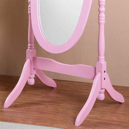 Full Length Mirror with Stand - Traditional Queen Anna Cheval Style in Solid Wood, Freestanding Adjustable Tilting Oval Glass for Bedroom & Dressing Room (Cherry)