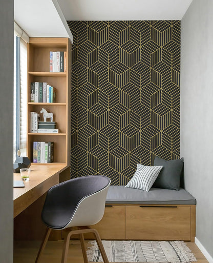 CiCiwind Wallpaper Peel and Stick Modern White and Gold Contact Paper Peel and Stick Geometric Removable Self Adhesive Wall Paper for Bedroom Renter Friendly Papel Tapiz para Pared 15.7"x118"