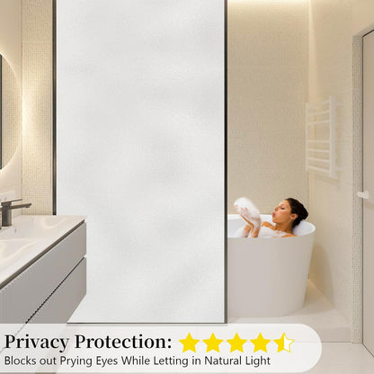 Niviy Frosted Glass Window Privacy Film Decorative, Static Cling Bathroom Window Frosting Film Day and Night Windows Cling Home Glass Door Cover, 17.5 inch x 78.7 inch