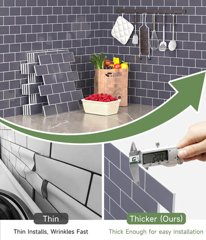 Yoillione Peel and Stick Backsplash for Kitchen: Self Adhesive Wall Tiles for Bathroom - Vinyl Thick Back Splash Tile (10, Light Coffee)