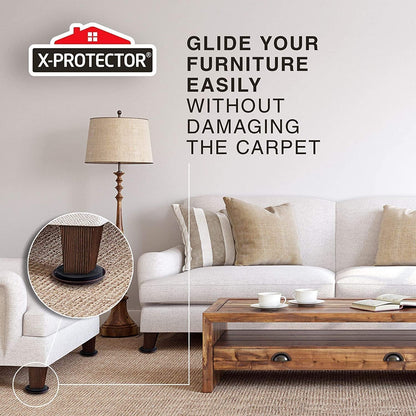 Chair Sliders X-PROTECTOR – Furniture Sliders 40 pcs Carpet Sliders 1” – The Best Furniture Moving Pads – Premium Chair Leg Floor Protectors – Slide Effortlessly with Chair Pads & Protect Your Floor!