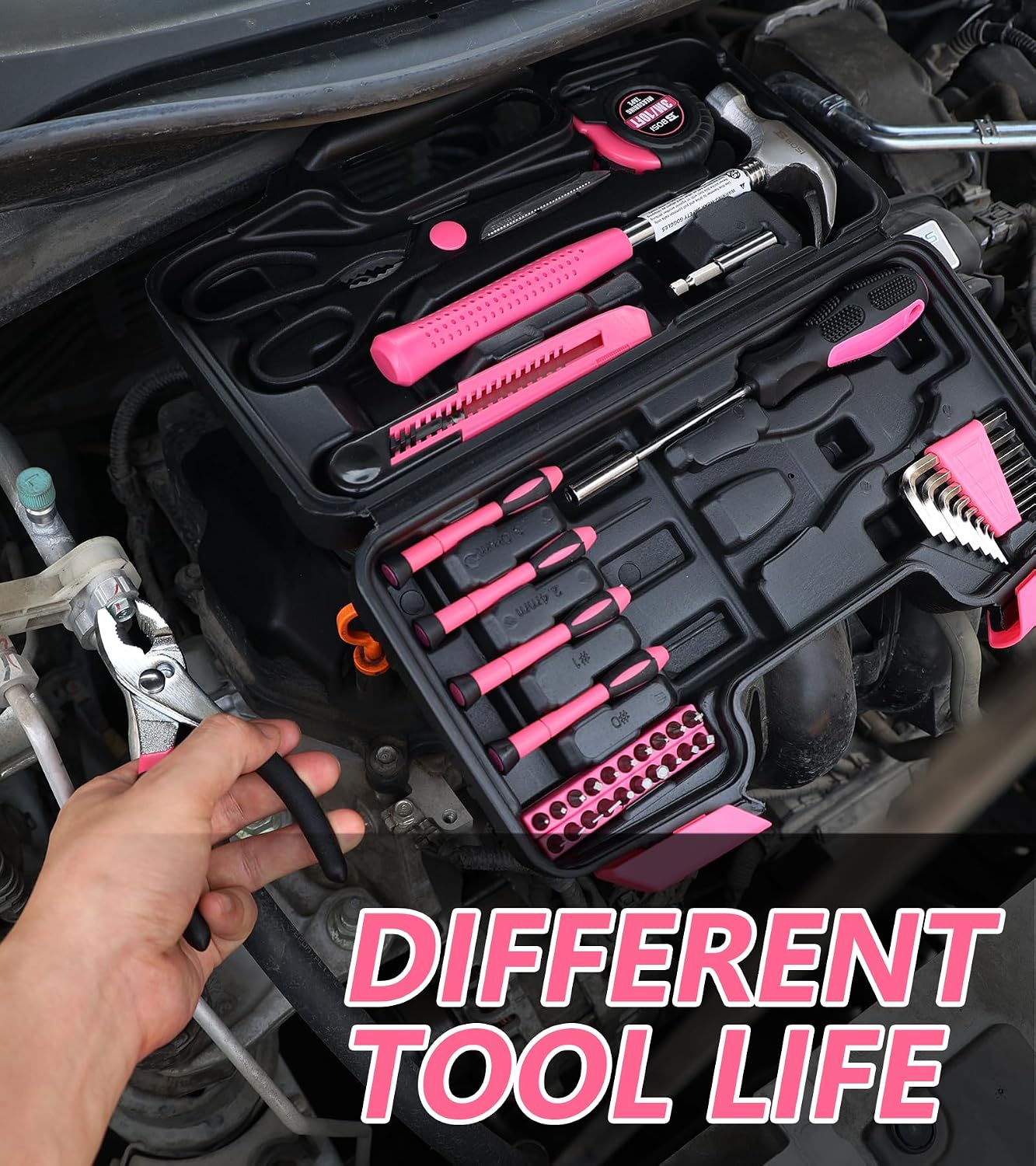 158 Piece Tool Set with Easy Carrying Round Pouch, Hand Tool Set - Durable, Long Lasting Chrome Finish Tools - Household Tool Kit Perfect for DIY, Home Maintenance (158 Piece)