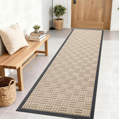 OLANLY Front Door Mat Outside Entrance 29.5x17, Absorbent, Heavy Duty Sturdy Natural Rubber Doormat Indoor Outdoor, Stain and Fade Resistant, Non-Slip Backing Low Profile Floor Mat for Entryway, Grey