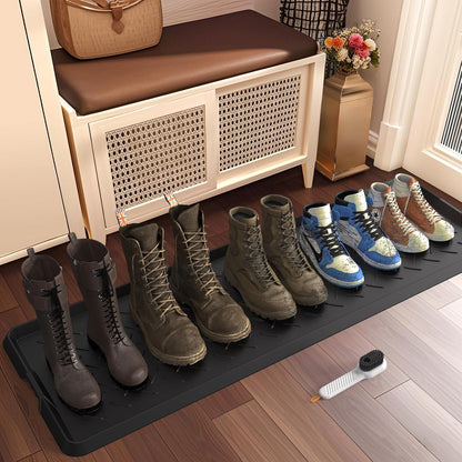 Heavy Duty Boot Trays Natural Rubber Shoe Mat Tray for Entryway with Shoes Brush Large Boot mat Tray Multi-Purpose for Indoor or Outdoor