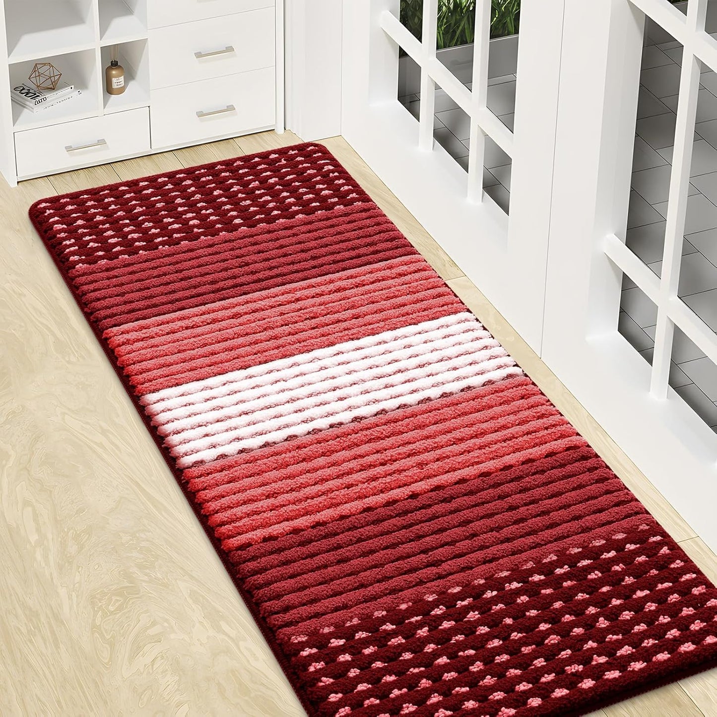 Kitinjoy Indoor Outdoor Door Mat, 32x20 Non-Slip Absorbent Dirt Trapper, Low-Profile Washable Inside Entrance Front Floor Mat, Sturdy Soft Entry Doormats for Entryway, Grey