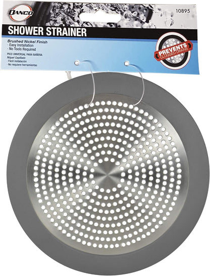 Danco Snap-in Shower Drain Cover with in-Drain Hair Catcher, 4-1/4" Round, White Strainer, (10533)