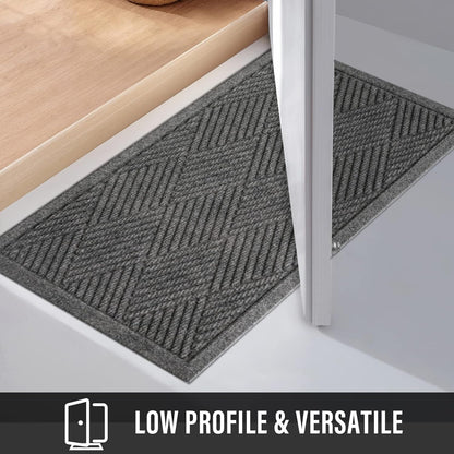 HIYARD Sturdy Front Door Mat, Absorbent Muddy Dirt Resist Welcome Door Mats Outdoor Indoor, Stain and Fade Resistant, Non-Slip Rubber Backing Low Profile Doormat for Entryway, 30×17, Beige