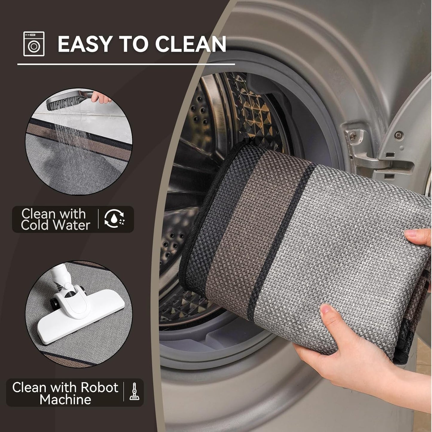 YDKGL Ultra Thin Bathroom Rugs Mat Quick Dry Absorbent Non Slip Bath Mat Bath Mats for Bathtub Mat Bathroom Carpet Fit Under Door Washable Floor Rubber Half Round Bath Rugs Grey 16x24