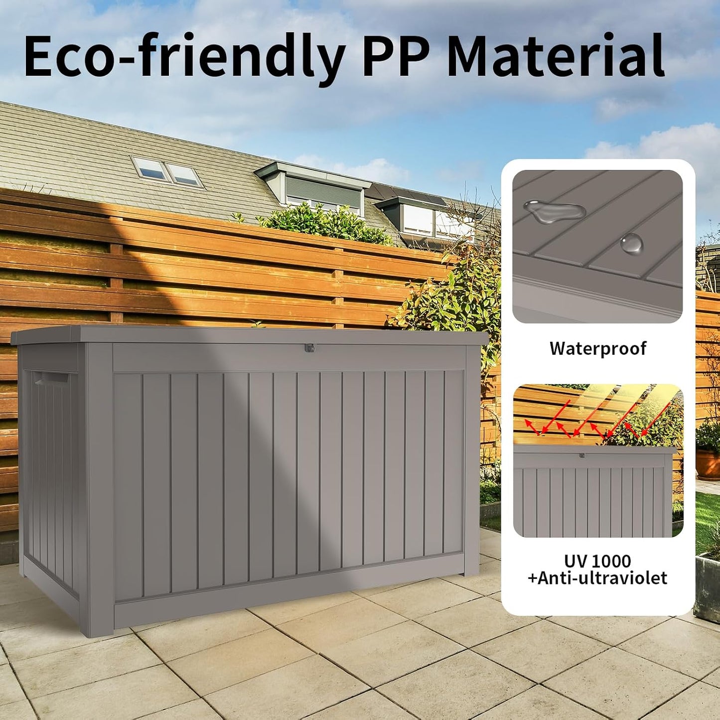 50Gal Outdoor Storage Box Anti-Theft Delivery Box Lockable Deck Box | Heavy-duty UV & weatherproof resin for secure parcel drop, patio cushion storage, garden tools & porch package organization