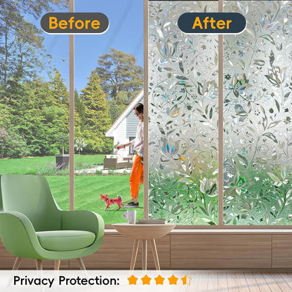 Frosted Glass Window Privacy Film Decorative with Tools, 2 Way Frosting Privacy Film for Glass Door, Static Cling Tint for Home Anti-UV, Covering Clings 23.6" by 77"