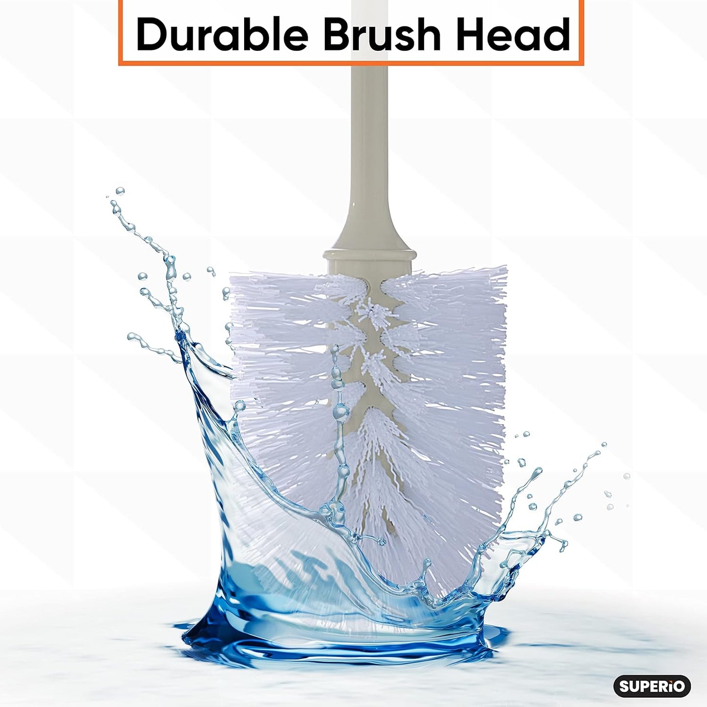 Superio Toilet Brush, Toilet Bowl Cleaning System with Scrubbing Wand, Under Rim Lip Brush for Bathroom