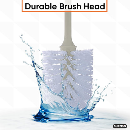 Superio Toilet Brush, Toilet Bowl Cleaning System with Scrubbing Wand, Under Rim Lip Brush for Bathroom