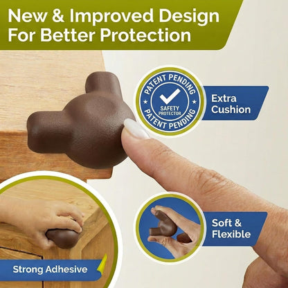 Silicone Corner Protectors for Baby Proofing – Soft Adhesive Corner Guards for Tables & Furniture, Child Safety Edge & Corner Bumpers. Protects Toddlers from Sharp Edges (12 Pack/Brown)