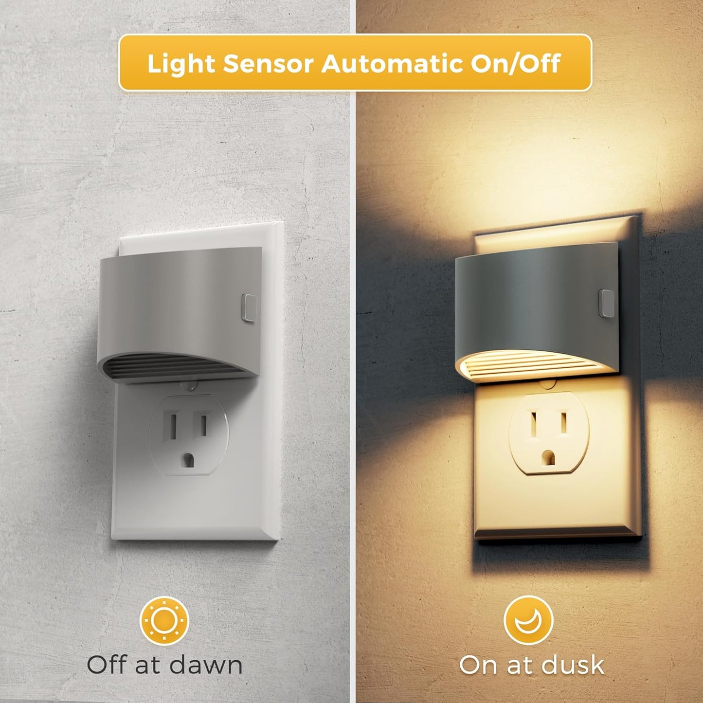 L LOHAS LED Night Lights Plug into Wall 2 Pack, Dusk to Dawn Sensor Nightlight, Brightness Adjustable, 3000K Soft White