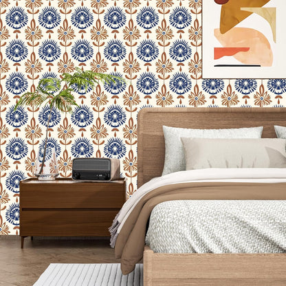 BOKEBEVE Leaves Contact Paper Floral Wallpaper Stick and Peel Boho Damask Wall Paper for Liner Drawer Cabinet Backsplash Renter Friendly Waterproof 17.5 x 118In
