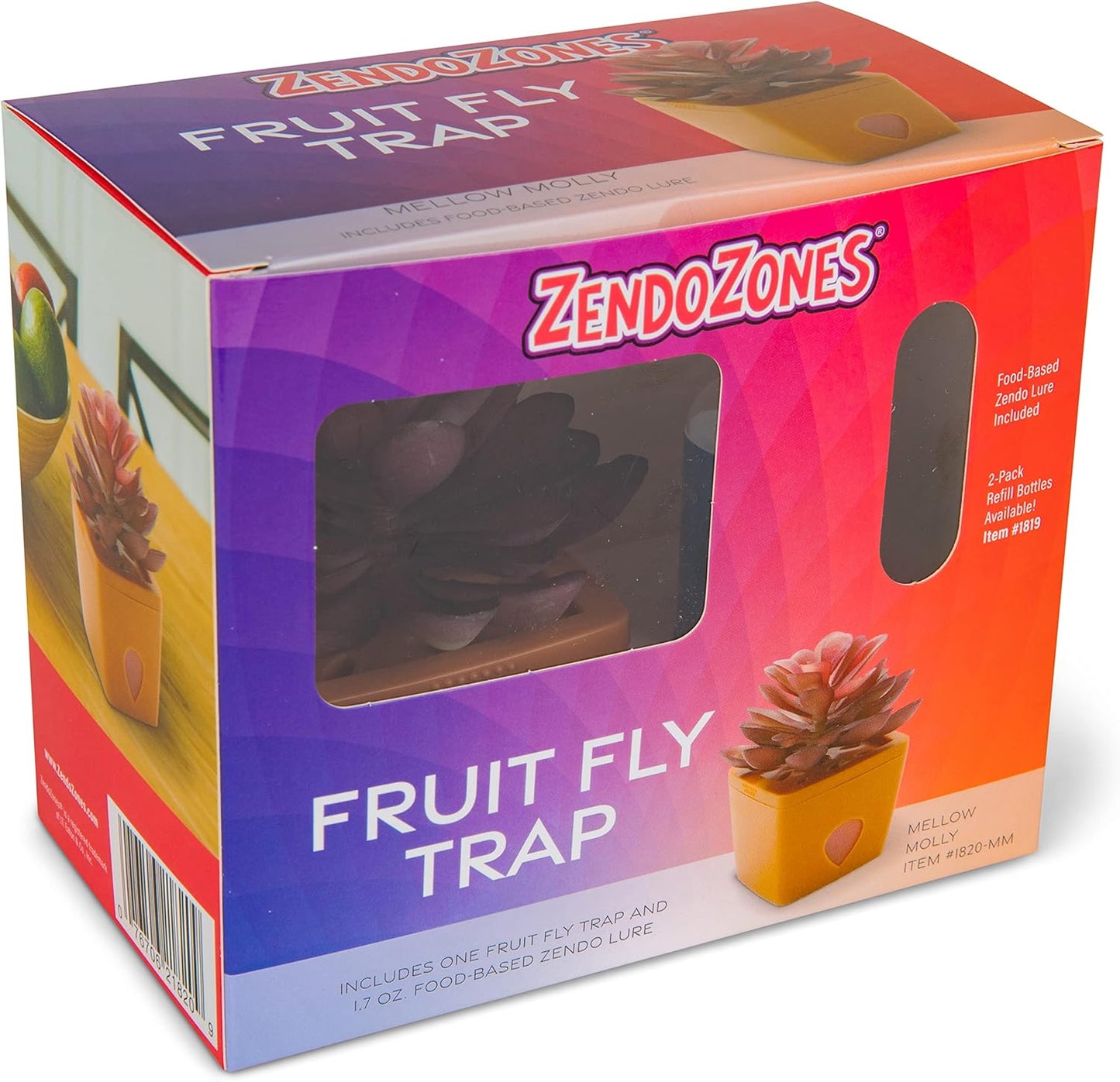 ZendoZones Succulent Fruit Fly Trap – Mellow Molly Design with Terracotta Base – Eco-Friendly Indoor Fruit Fly Control – Easy-to-Use Decorative Trap
