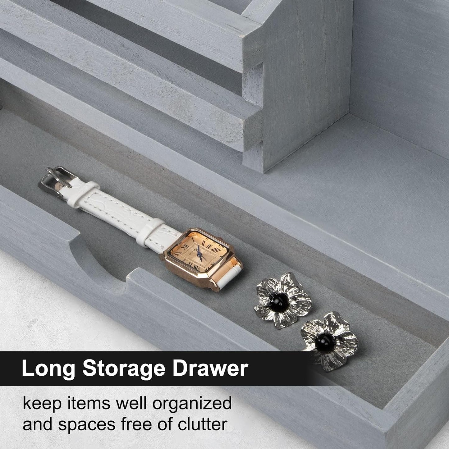 Key Holder Wall Mount, Mail Holder with Storage Drawer and 5 Key Hooks for Coat, Dog Leash, Home Decor Rack, House Accessories, Entry Way Organizer
