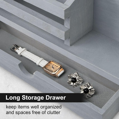 Key Holder Wall Mount, Mail Holder with Storage Drawer and 5 Key Hooks for Coat, Dog Leash, Home Decor Rack, House Accessories, Entry Way Organizer