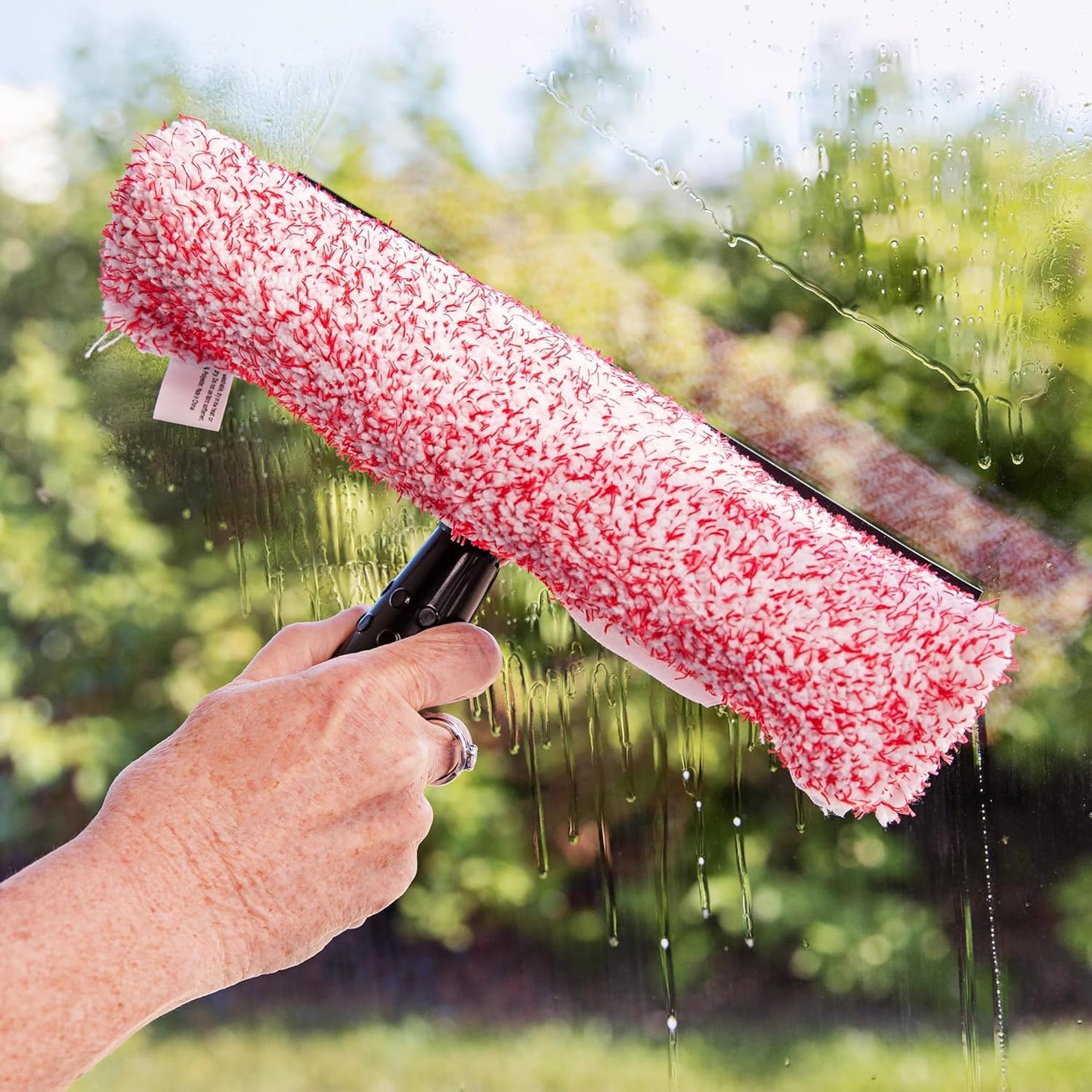 Libman 2-in-1 Window Washer & Squeegee – Premium Microfiber Glass Cleaner, Streak-Free Window Cleaning Tool, Fits Telescopic Poles – 11.25" Wide Head for Windows, Mirrors, Shower Doors, and Cars