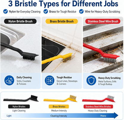 11Pcs Crevice Cleaning Brush Set, Hard Bristle Crevice Cleaning Brush Tool Kit, Thin Brush for Cleaning Tight Spaces, Gaps, Grout, Sink, Bathroom, Kitchen, Window Tracks, Bottles, Straws, with Scraper