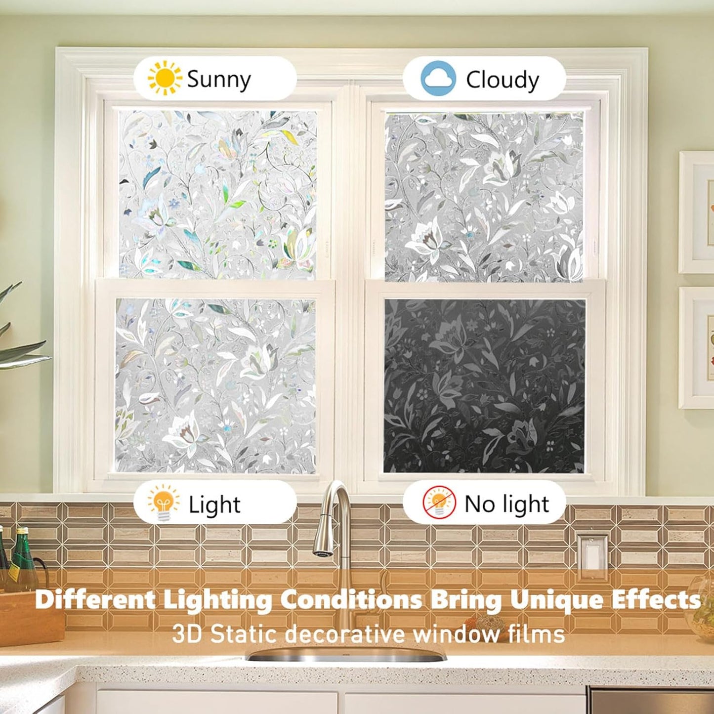 Kromapolis Blackout Window Privacy Film Total Light Blocking Room Darkening Window Covering, Removable Static Cling Frosted Glass Tint, Non-Adhesive, Black 17.5'' x 78.7''