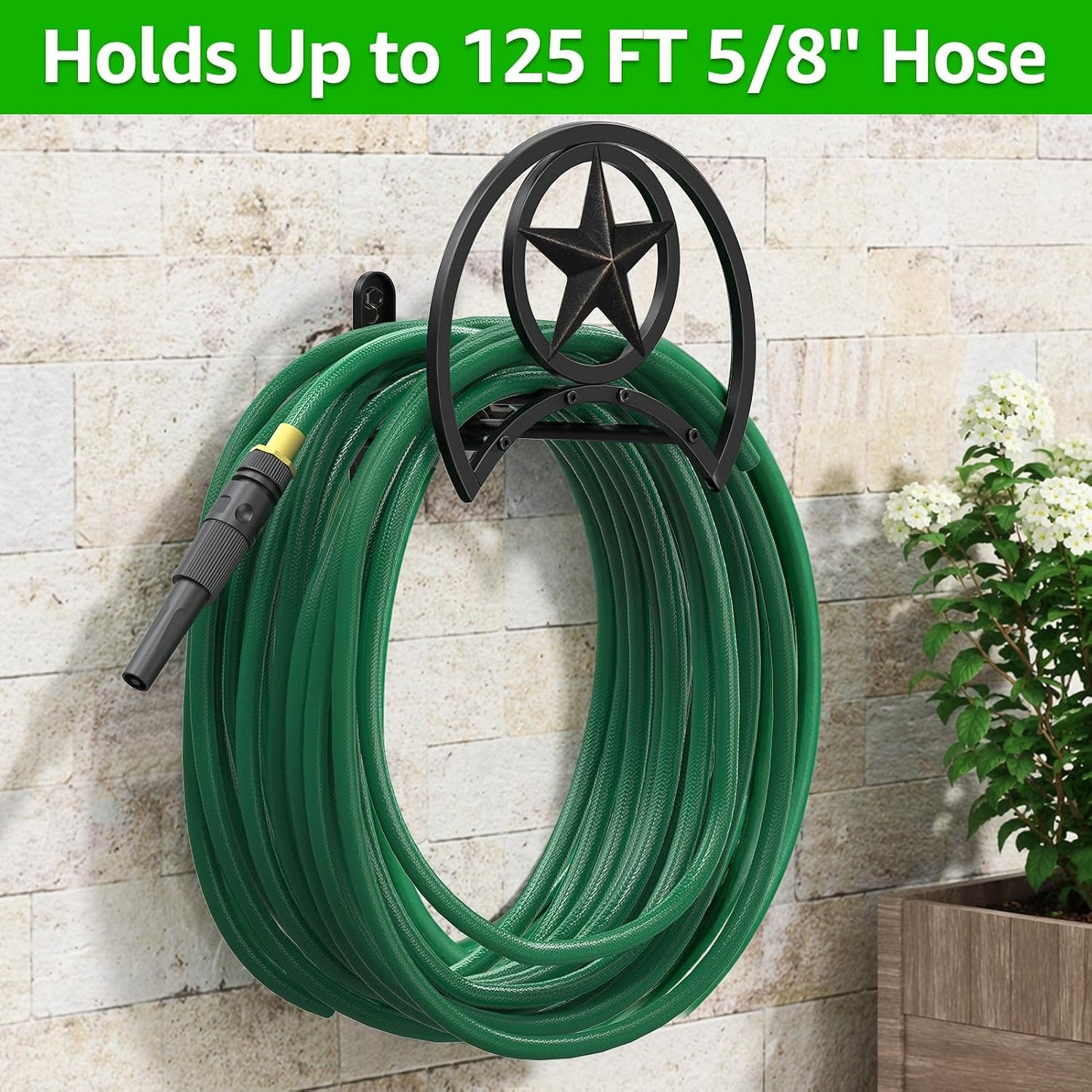 GOFORWILD Garden Hose Holder, Decorative Hose Butler Sturdy Water Hose Rack, Durable Wall Hose Hanger, Holds 125-Feet of 5/8-Inch Hose, Hose Reel, Made of Gauge Steel (9.8) …