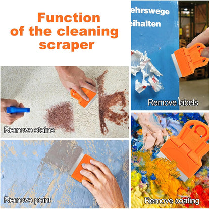 WEGAZ-4 Pcs Mini Plastic Razor Blade Scraper Tool-Suitable for Cleaning Windows and Glass Stoves-Equipped with 20 Blades.
