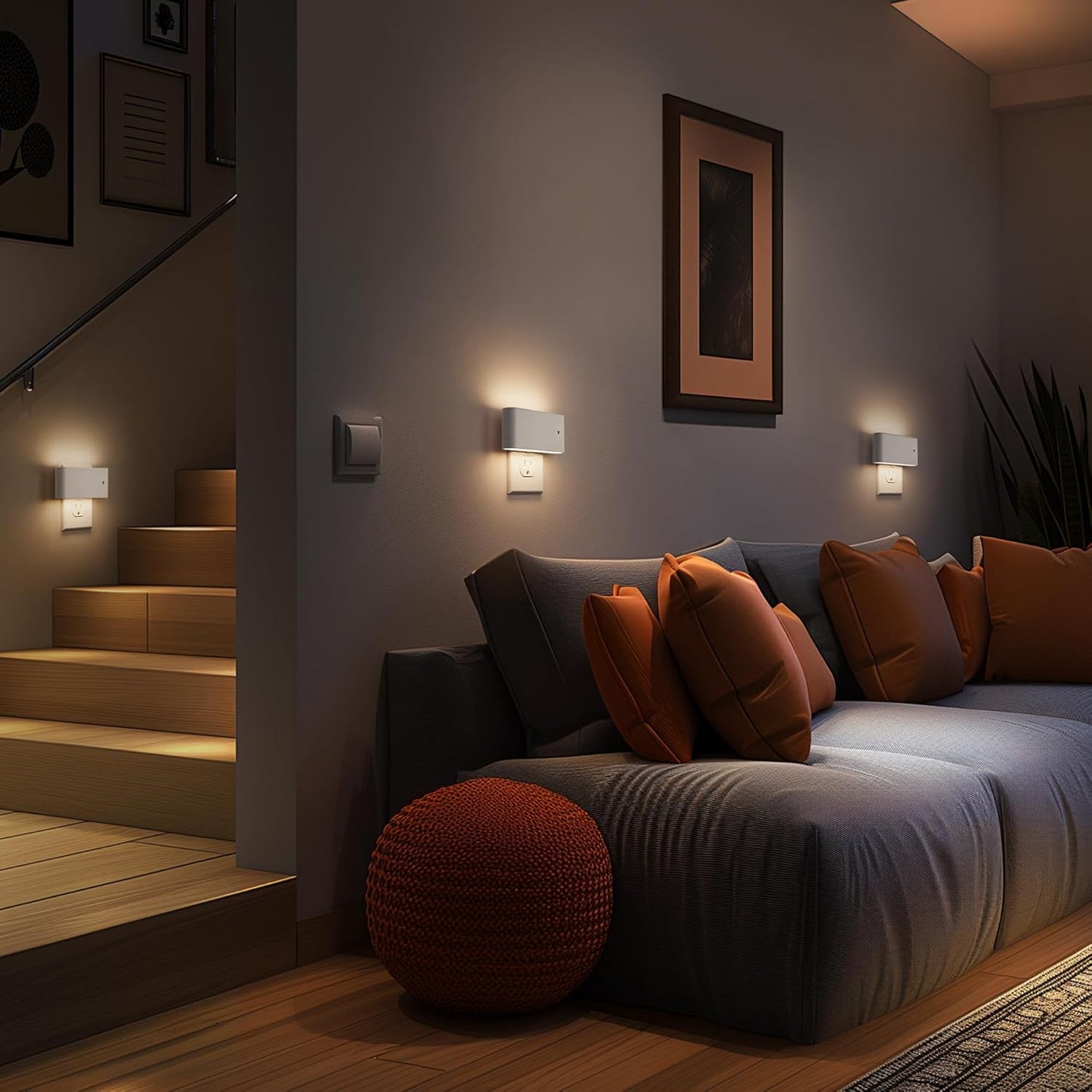 Briignite Motion Sensor Night Light, 2 Pack Motion Activation Night Lights Plug into Wall, Auto On Off, 0-100LM Dimmable Night Light Plug in, 3000K Warm White LED Nightlight for Kids Bedroom Hallway
