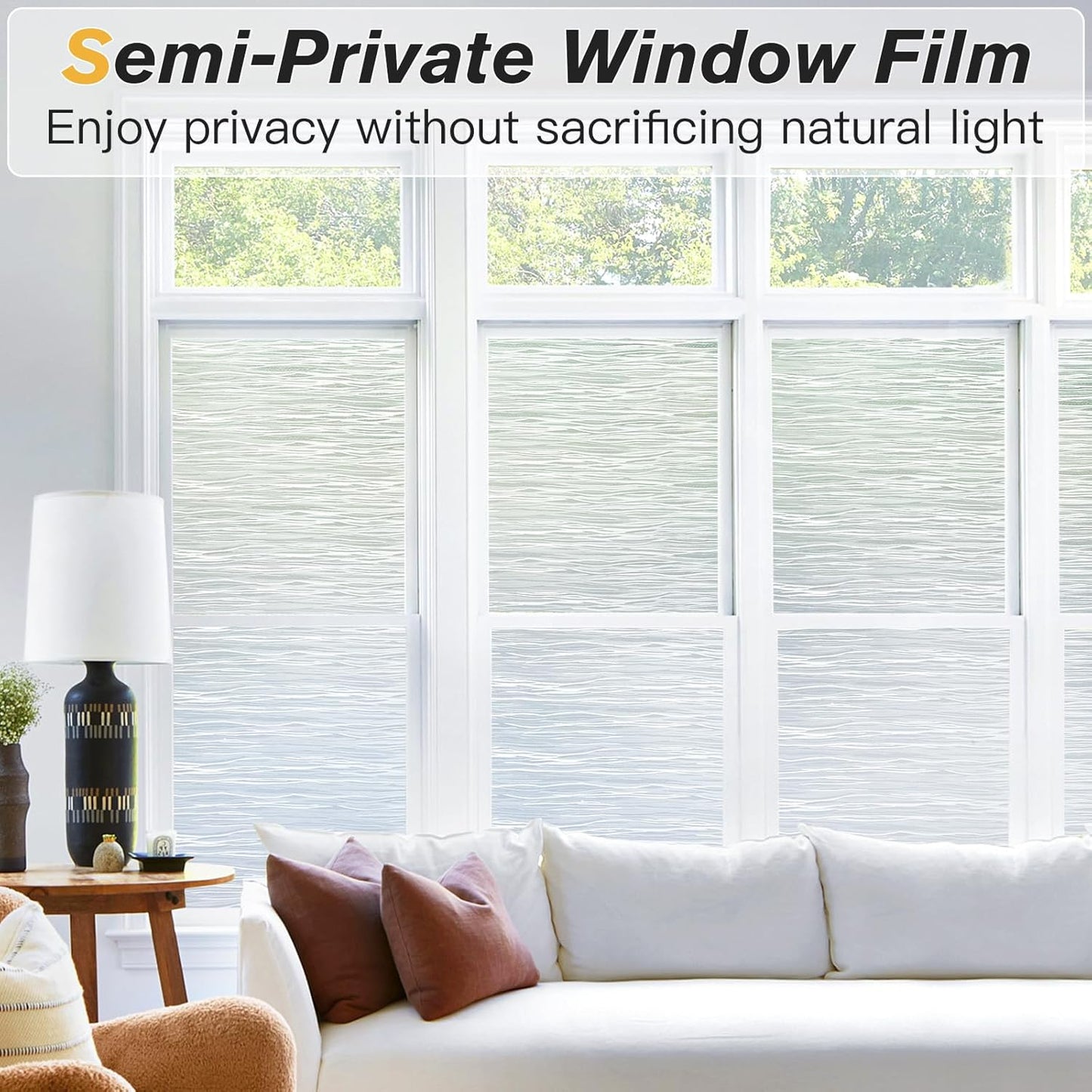 Haton Window Privacy Film, Frosted Glass Static Cling Sun Heat Blocking Window Clings, Frosting Opaque Coverings Stickers Tint for Home Office Door, Non Adhesive, White 17.5" x 78.7"