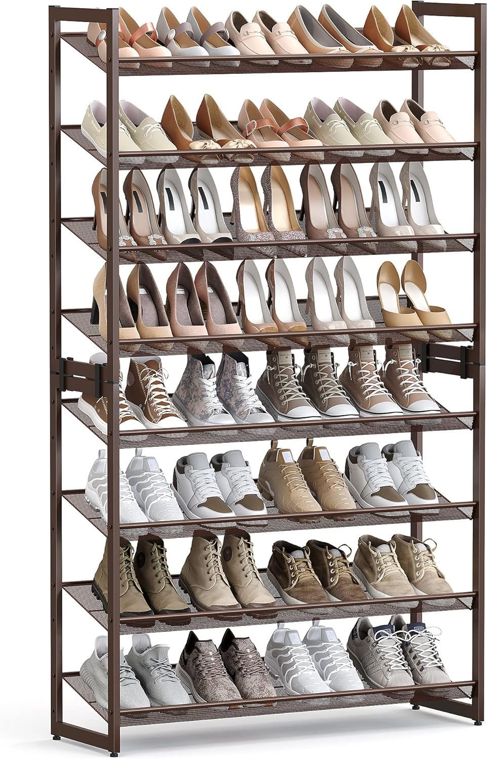 SONGMICS Shoe Rack, 12-Tier Shoe Organizer, Metal Shoe Storage for Garage, Entryway, Set of 2 6-Tier Stackable Shoe Shelf, with Adjustable Flat or Angled Shelves, Holds 48-60 Pairs, Black ULMR12B