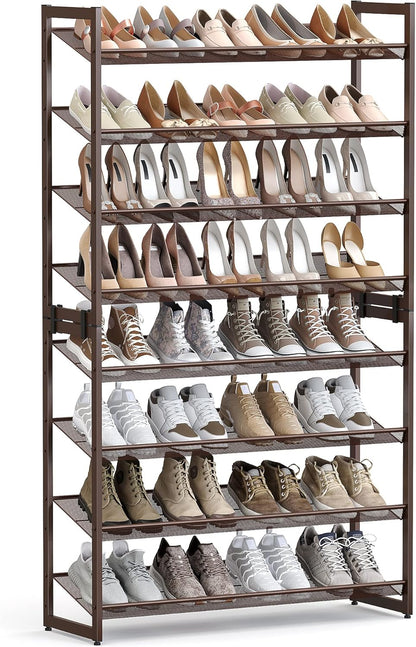 SONGMICS Shoe Rack, 12-Tier Shoe Organizer, Metal Shoe Storage for Garage, Entryway, Set of 2 6-Tier Stackable Shoe Shelf, with Adjustable Flat or Angled Shelves, Holds 48-60 Pairs, Black ULMR12B